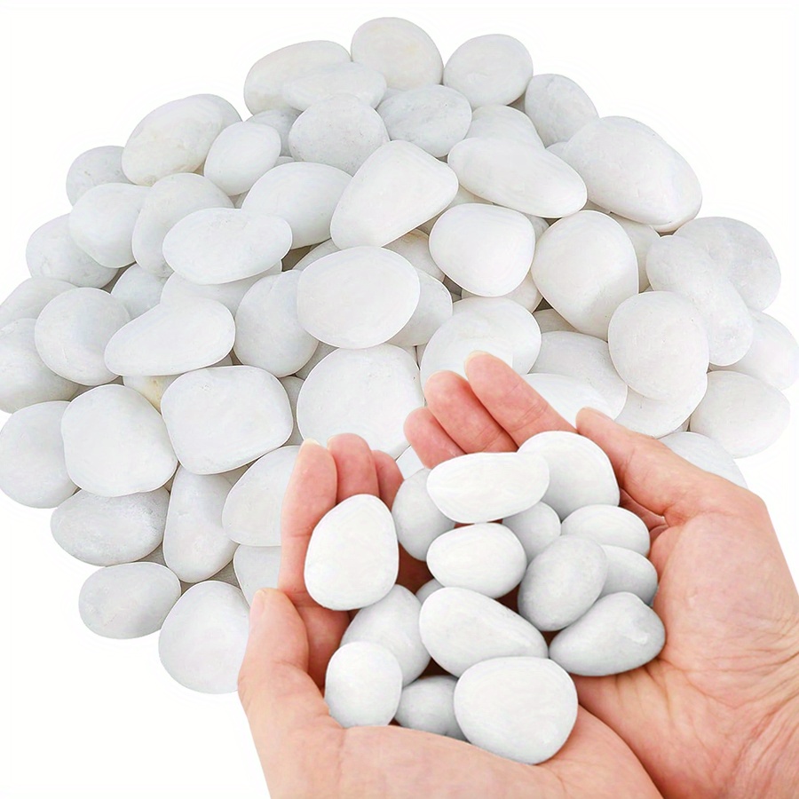 Aquarium Decoration Rock - 200/400g Bianco Alto Lucido Ciottoli Naturali