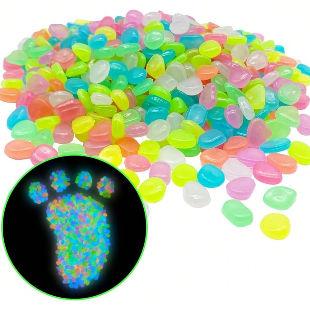 Aquarium Decoration Rock - 500 Pezzi di Ciottoli Luminosi Multicolore,